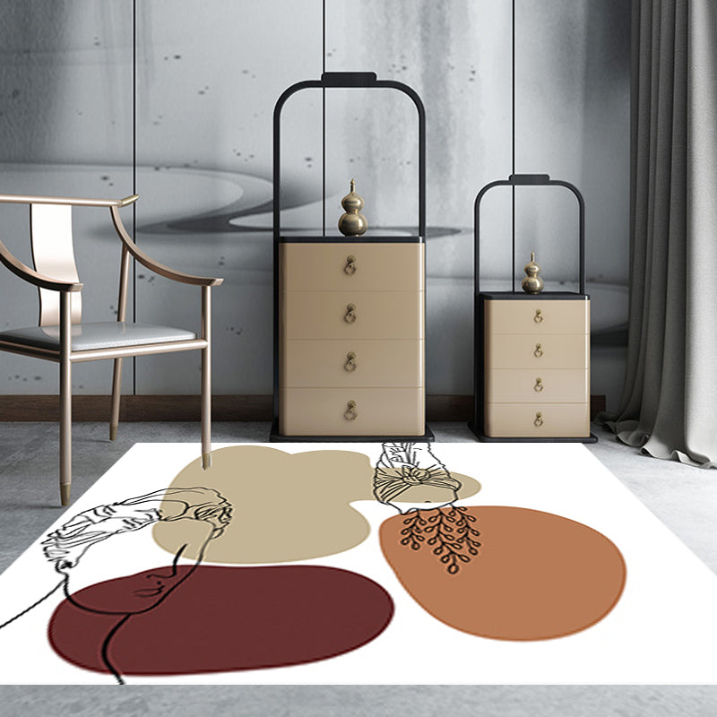 Vivolux | Moderner Charaktermuster Teppich mit Blatt Braun und Gelb Polyester Teppich Waschbar Haustierfreundlicher Teppich für Schlafzimmer