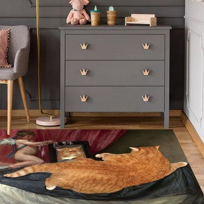 Vivolux | Nieuwheid Kat Patroon Tapijt Rood en Zwart Polyester Wasbaar Diervriendelijk Gebied Tapijt voor Decoratie