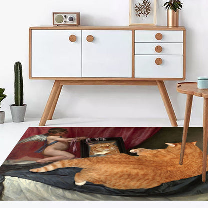 Vivolux | Nieuwheid Kat Patroon Tapijt Rood en Zwart Polyester Wasbaar Diervriendelijk Gebied Tapijt voor Decoratie