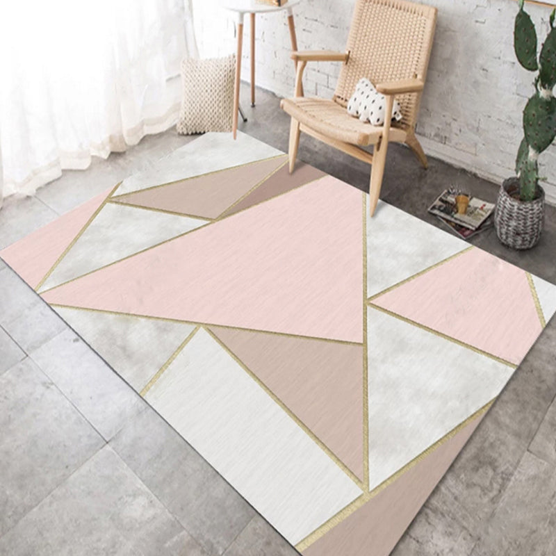 Vivolux | Kleurblok Geometrisch Woonkamer Tapijt Polyester Nieuwigheid Abstract Tapijt Wasbaar Huisdiervriendelijk Vloerkleed