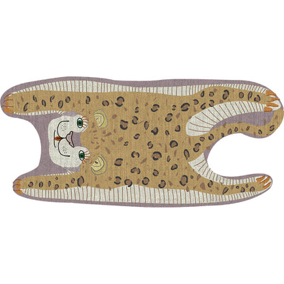 Vivolux | Kinderen Irreguliere Slaapkamer Tapijt in Geel en Paars Dier Leopard Print Tapijt Polyester Antislip Achterkant Gebied Tapijt