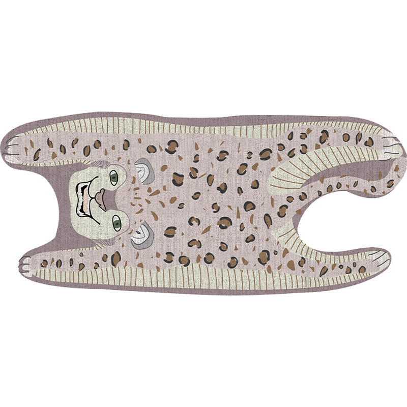 Vivolux | Kinderen Irreguliere Slaapkamer Tapijt in Geel en Paars Dier Leopard Print Tapijt Polyester Antislip Achterkant Gebied Tapijt