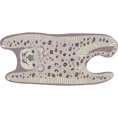 Vivolux | Kinderen Irreguliere Slaapkamer Tapijt in Geel en Paars Dier Leopard Print Tapijt Polyester Antislip Achterkant Gebied Tapijt