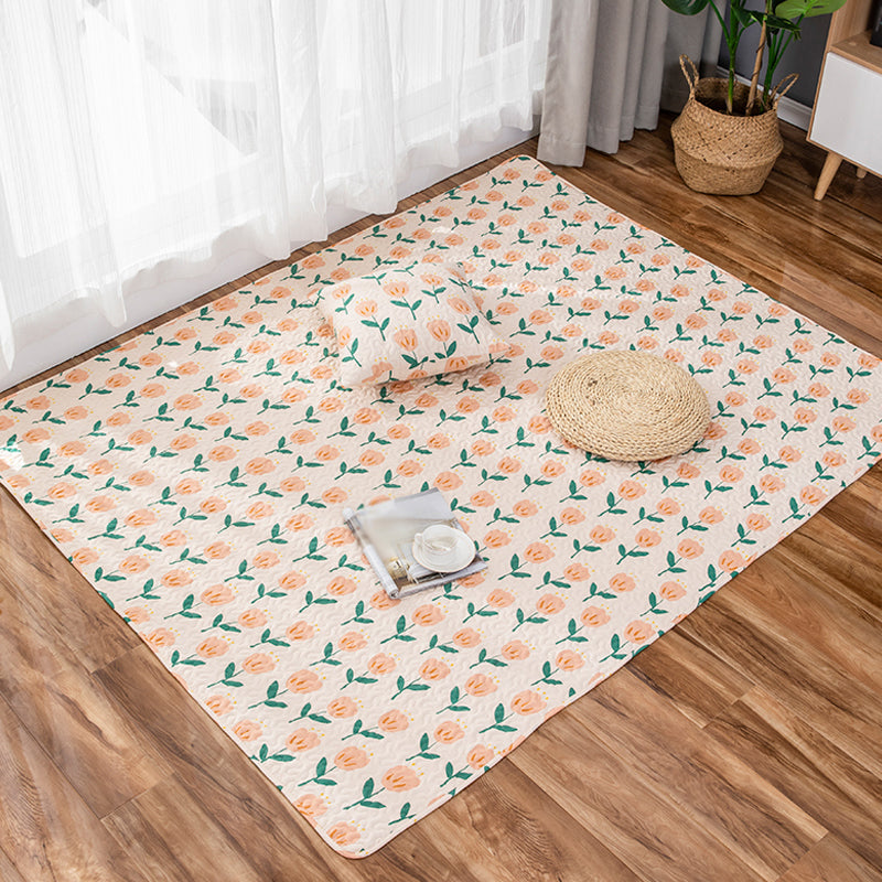 Vivolux | Groene en Paarse Kinder Tapijt Katoenen Bloem Tapijt Huisdier Vriendelijk Wasbaar Antislip Onderkant Tapijt voor Decoratie