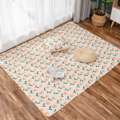 Vivolux | Groene en Paarse Kinder Tapijt Katoenen Bloem Tapijt Huisdier Vriendelijk Wasbaar Antislip Onderkant Tapijt voor Decoratie