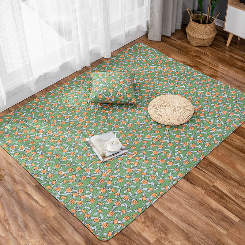 Vivolux | Groene en Paarse Kinder Tapijt Katoenen Bloem Tapijt Huisdier Vriendelijk Wasbaar Antislip Onderkant Tapijt voor Decoratie