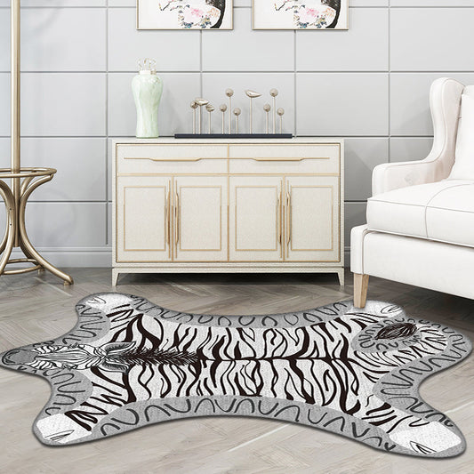 Vivolux | Uniek Kinderen Onregelmatig Vloerkleed in Geel en Grijs Dieren Zebra Patroon Vloerkleed Polyester Wasbaar Tapijt voor Kinderkamer