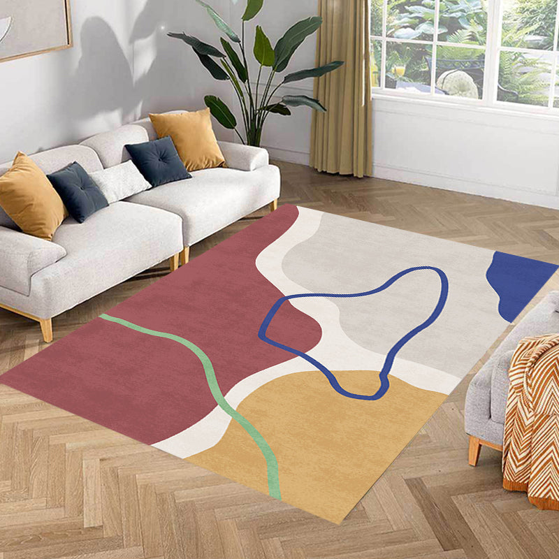 Vivolux | Einfache Nordische Teppich Mehrfarbiger Abstrakter Teppich Waschbar Haustierfreundlicher Bereichsteppich für das Wohnzimmer