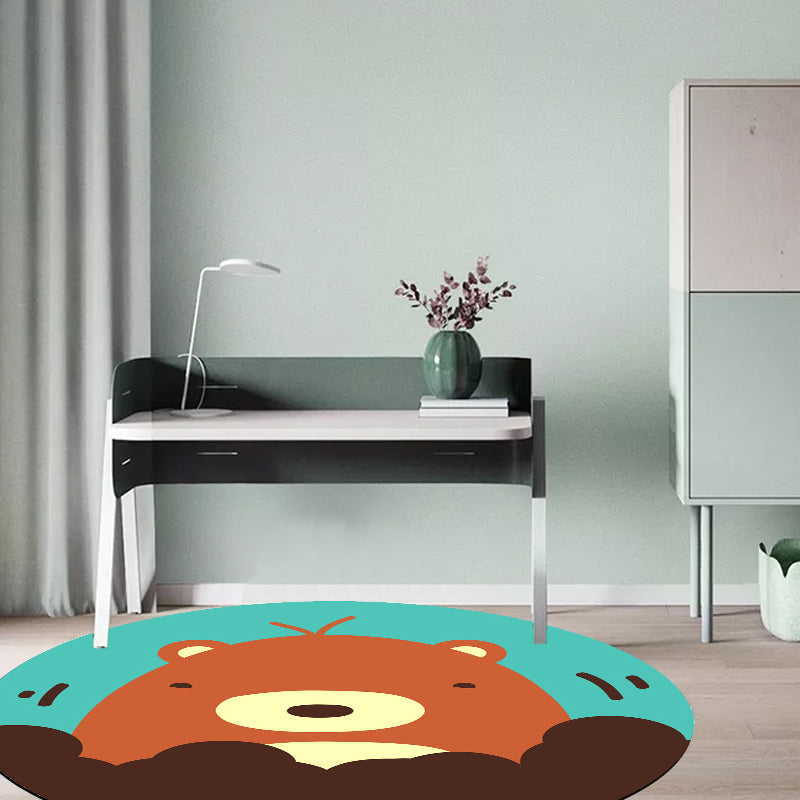 Vivolux | Kinder Cartoon Tier Muster Teppich Blau und Pink Polyester Teppich Waschbar Haustierfreundlich Rutschfester Bereich Teppich für das Kinderzimmer