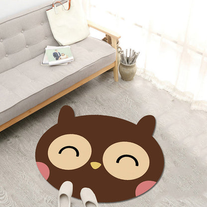 Vivolux | Süßes Cartoon-Tiermuster Teppich Braun und Gelb Kinderteppich Polyester Waschbar Haustierfreundlich Rutschfester Teppich für Kinderzimmer