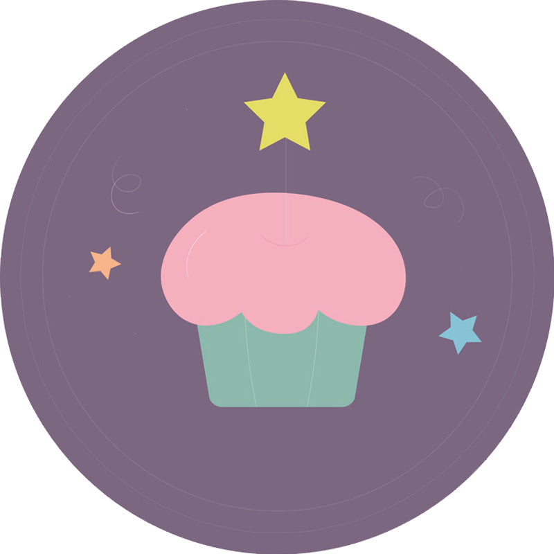 Vivolux | Neuheit Kuchen Muster Teppich Braun und Lila Kinderteppich Polyester Tierfreundlich Waschbarer Bereichsteppich für das Kinderzimmer