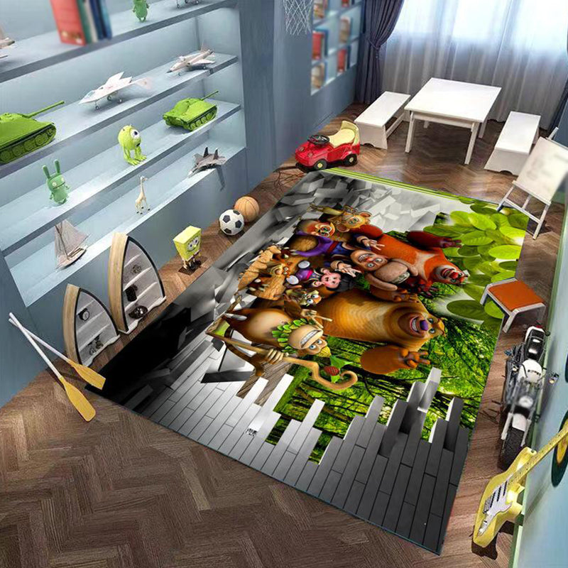 Vivolux | Kinderen Cartoon Karakter Patroon Tapijt Roze en Blauw Polyester Tapijt Wasbaar Huisdiervriendelijk Antislip Gebied Tapijt voor Kinderslaapkamer