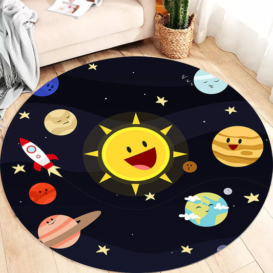 Vivolux | Zwart Multicolor Kids Tapijt Polyester Buitenruimte Patroon Tapijt Huisdier Vriendelijk Wasbaar Antislip Tapijt voor Decoratie