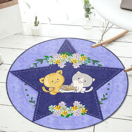 Vivolux | Zwart en Groen Kinder Tapijt Polyester Cartoon Dier en Bloemenpatroon Tapijt Huisdiervriendelijk Wasbaar Antislip Onderzijde Tapijt voor Decoratie