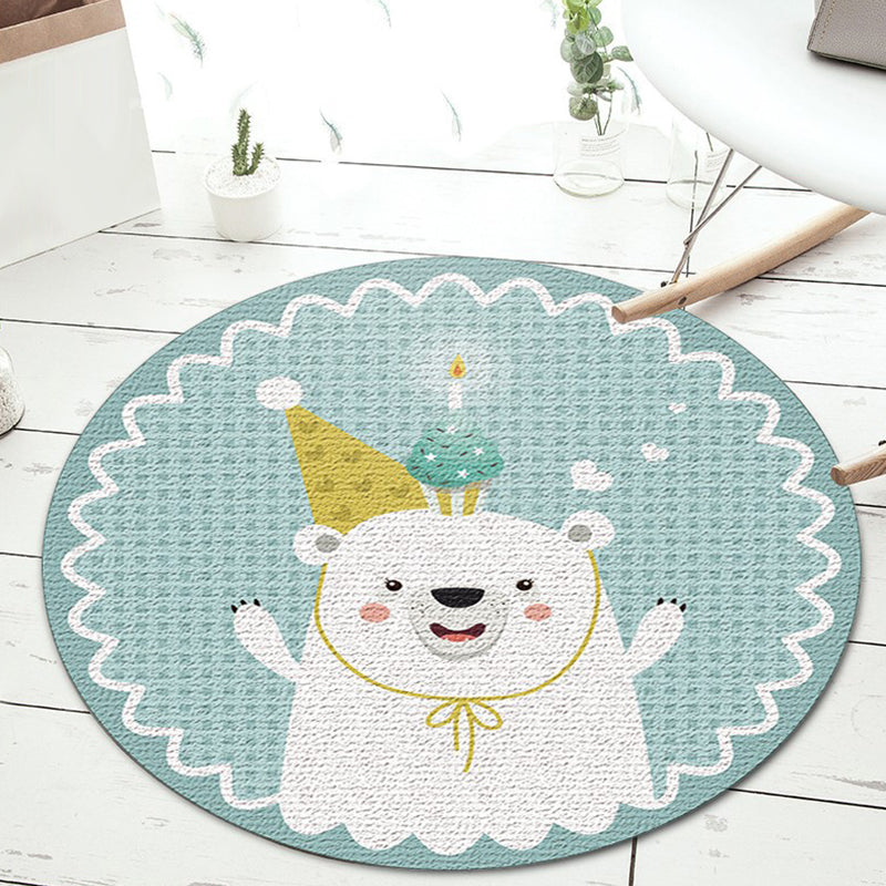 Vivolux | Zwart en Groen Kinder Tapijt Polyester Cartoon Dier en Bloemenpatroon Tapijt Huisdiervriendelijk Wasbaar Antislip Onderzijde Tapijt voor Decoratie