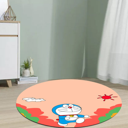 Vivolux | Kindertapete mit Cartoon-Katzenmuster Rosa und Rot Polyester Teppich Waschbar Haustierfreundlicher rutschfester Teppich für das Kinderzimmer