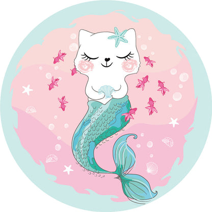 Vivolux | Kindertapete mit Cartoon-Katzenmuster Rosa und Rot Polyester Teppich Waschbar Haustierfreundlicher rutschfester Teppich für das Kinderzimmer