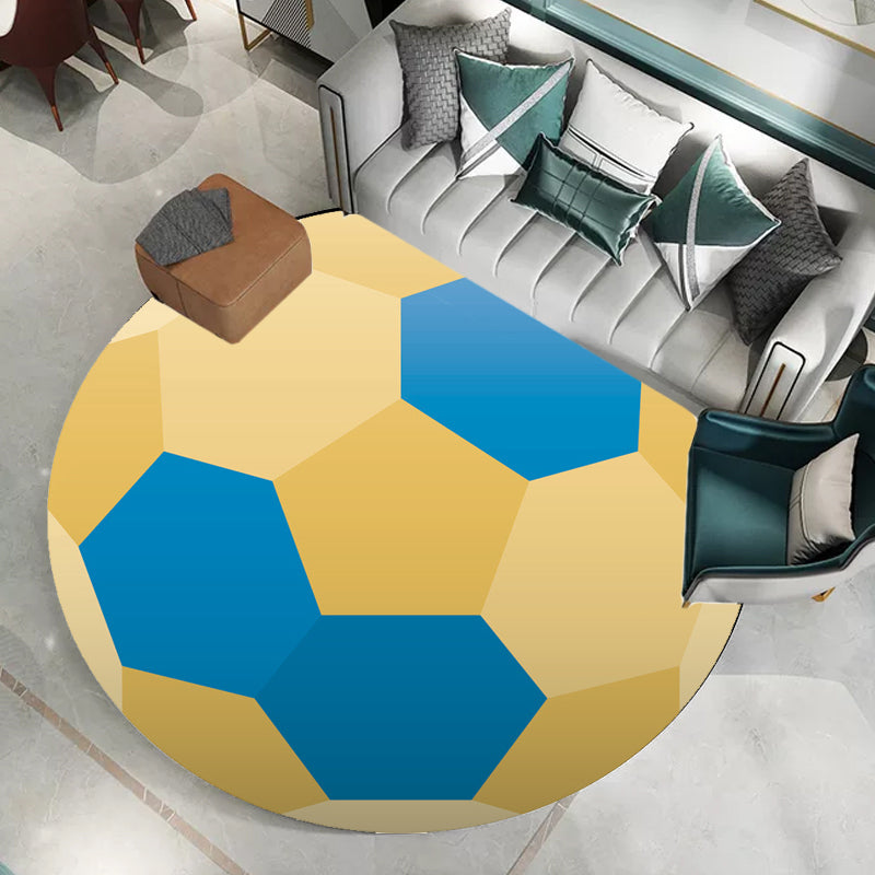 Vivolux | Stijlvolle Sportmotief tapijt Oranje Multikleurig Kinder tapijt Polyester Huisdiervriendelijk Wasbare tapijt voor de kinderkamer