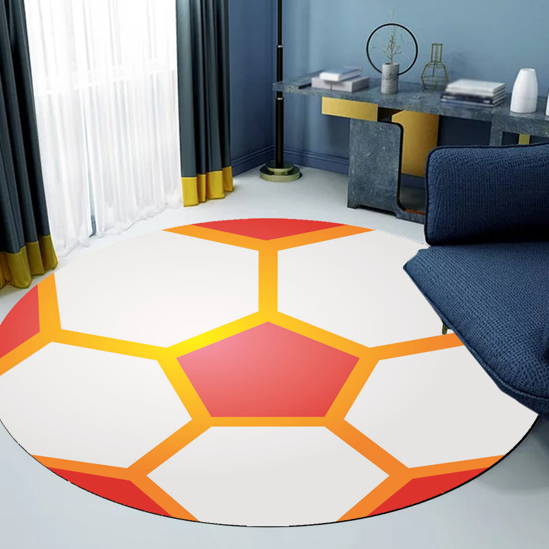 Vivolux | Stijlvolle Sportmotief tapijt Oranje Multikleurig Kinder tapijt Polyester Huisdiervriendelijk Wasbare tapijt voor de kinderkamer