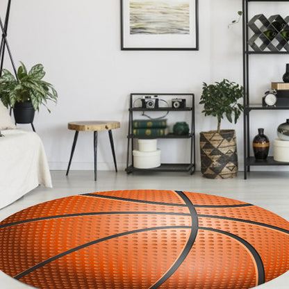 Vivolux | Schicker Sportmuster Teppich Orange und Weiß Kinder Teppich Polyester Waschbar Haustierfreundlich Anti-Rutsch Teppich für das Kinderzimmer