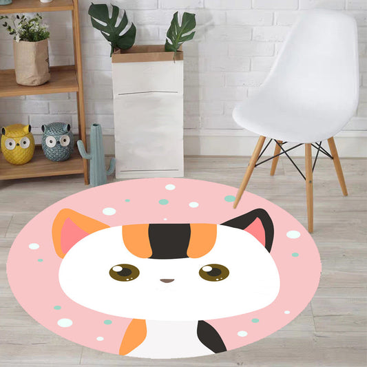 Vivolux | Rosa und blauer Kinderteppich Polyester Cartoon Tiermuster Teppich haustierfreundlich waschbar rutschfeste Rückseite Teppich zur Dekoration