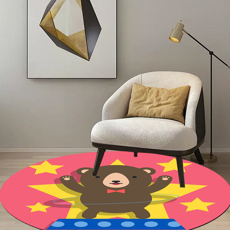 Vivolux | Multicolor Kinderteppich Polyester Cartoon Tiermuster Teppich Haustierfreundlich Waschbar Rutschfeste Rückseite Teppich für Dekoration