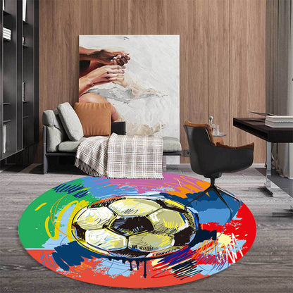 Vivolux | Multicolor Kinderteppich Polyester Sportmuster Teppich Haustierfreundlich Waschbar Rutschfeste Rückseite Teppich für Dekoration
