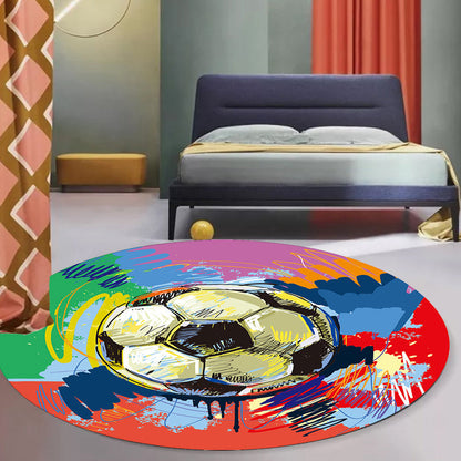 Vivolux | Multicolor Kinderteppich Polyester Sportmuster Teppich Haustierfreundlich Waschbar Rutschfeste Rückseite Teppich für Dekoration