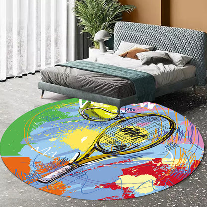 Vivolux | Multicolor Kinderteppich Polyester Sportmuster Teppich Haustierfreundlich Waschbar Rutschfeste Rückseite Teppich für Dekoration