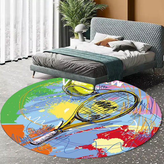 Vivolux | Multicolor Kinderteppich Polyester Sportmuster Teppich Haustierfreundlich Waschbar Rutschfeste Rückseite Teppich für Dekoration