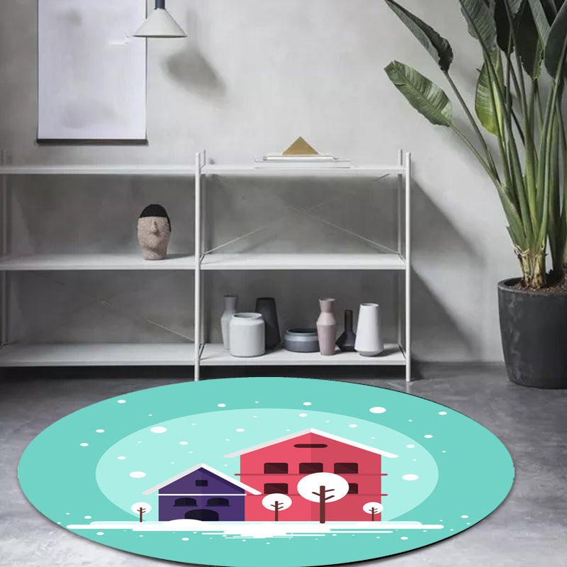 Vivolux | Stijlvol Huis Patroon Tapijt Roze en Groen Kindertapijt Polyester Huisdiervriendelijk Wasbaar Antislip Onderzijde Gebiedtapijt voor Kinderkamer