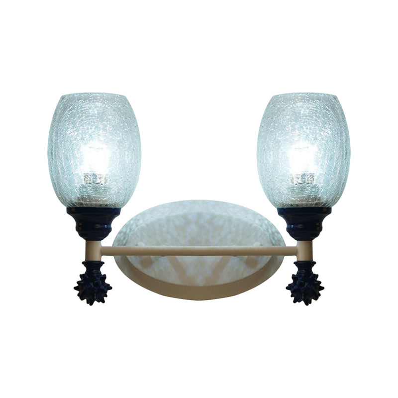 Vivolux | 1/2-Bulb Bedside Wandlamp Plattelands Blauw/Goud/Donkerblauw Wandverlichting mit Ovale Heldere Barstglas Shade