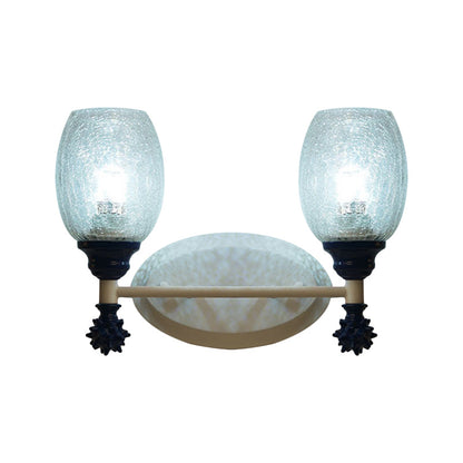 Vivolux | 1/2-Bulb Bedside Wandlamp Plattelands Blauw/Goud/Donkerblauw Wandverlichting mit Ovale Heldere Barstglas Shade