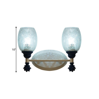 Vivolux | 1/2-Bulb Bedside Wandlamp Plattelands Blauw/Goud/Donkerblauw Wandverlichting mit Ovale Heldere Barstglas Shade