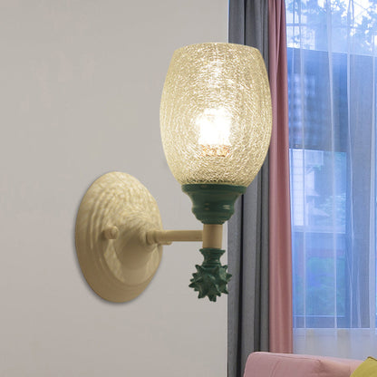 Vivolux | 1/2-Bulb Bedside Wandlamp Plattelands Blauw/Goud/Donkerblauw Wandverlichting mit Ovale Heldere Barstglas Shade