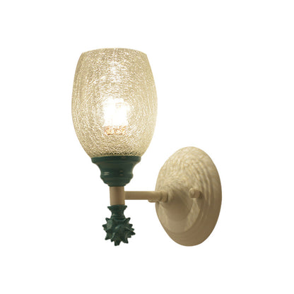 Vivolux | 1/2-Bulb Bedside Wandlamp Plattelands Blauw/Goud/Donkerblauw Wandverlichting mit Ovale Heldere Barstglas Shade