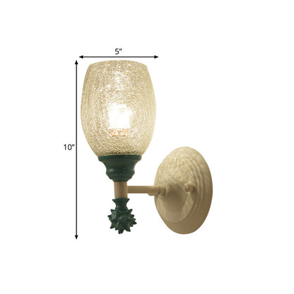 Vivolux | 1/2-Bulb Bedside Wandlamp Plattelands Blauw/Goud/Donkerblauw Wandverlichting mit Ovale Heldere Barstglas Shade