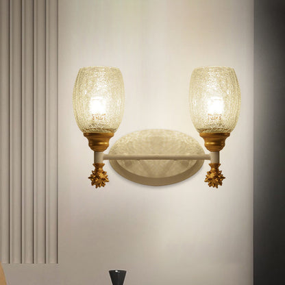 Vivolux | 1/2-Bulb Bedside Wandlamp Plattelands Blauw/Goud/Donkerblauw Wandverlichting mit Ovale Heldere Barstglas Shade