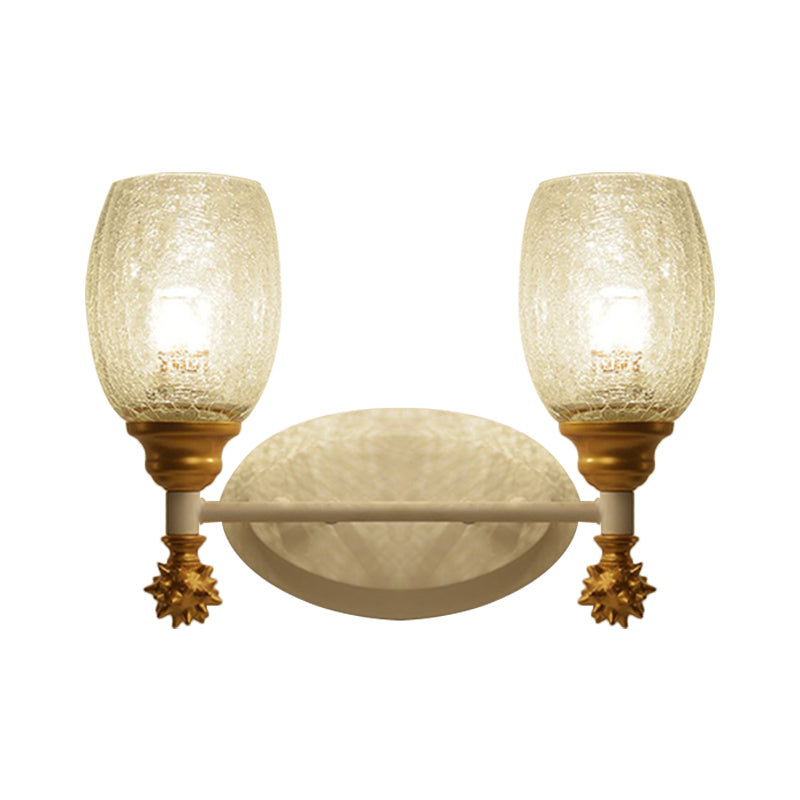 Vivolux | 1/2-Bulb Bedside Wandlamp Plattelands Blauw/Goud/Donkerblauw Wandverlichting mit Ovale Heldere Barstglas Shade