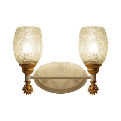 Vivolux | 1/2-Bulb Bedside Wandlamp Plattelands Blauw/Goud/Donkerblauw Wandverlichting mit Ovale Heldere Barstglas Shade