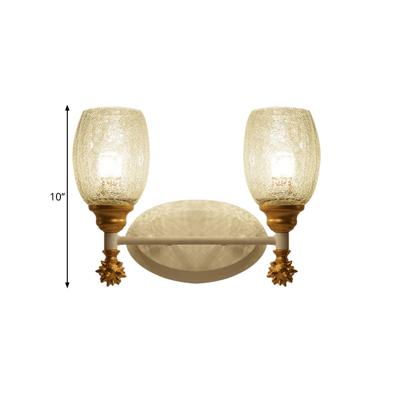 Vivolux | 1/2-Bulb Bedside Wandlamp Plattelands Blauw/Goud/Donkerblauw Wandverlichting mit Ovale Heldere Barstglas Shade