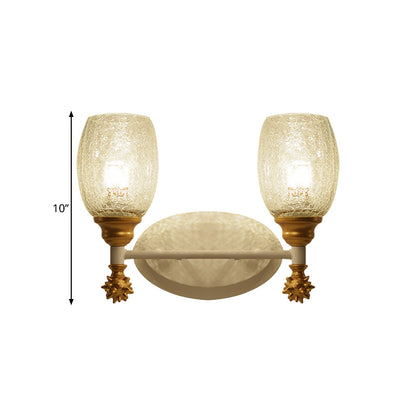 Vivolux | 1/2-Bulb Bedside Wandlamp Plattelands Blauw/Goud/Donkerblauw Wandverlichting mit Ovale Heldere Barstglas Shade