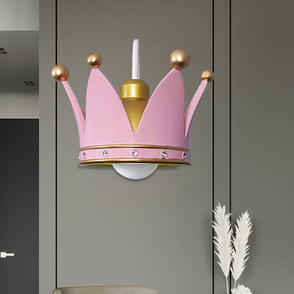 Vivolux | Crown Kinder Schlafzimmer Wand sconce Metall 1-Birne Kinder Stil Wand montierte Licht in Gold/Pink