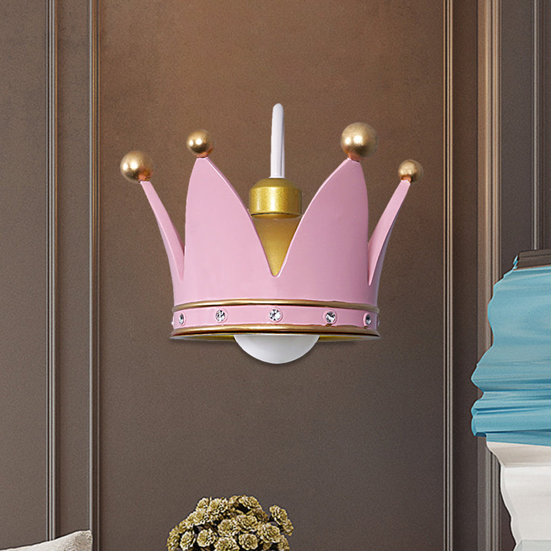 Vivolux | Crown Kinder Schlafzimmer Wand sconce Metall 1-Birne Kinder Stil Wand montierte Licht in Gold/Pink
