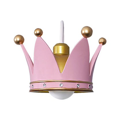 Vivolux | Crown Kinder Schlafzimmer Wand sconce Metall 1-Birne Kinder Stil Wand montierte Licht in Gold/Pink