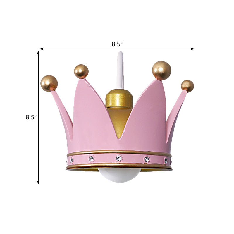 Vivolux | Crown Kinder Schlafzimmer Wand sconce Metall 1-Birne Kinder Stil Wand montierte Licht in Gold/Pink