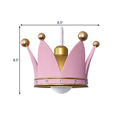 Vivolux | Crown Kinder Schlafzimmer Wand sconce Metall 1-Birne Kinder Stil Wand montierte Licht in Gold/Pink