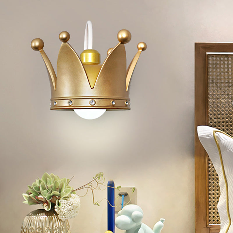 Vivolux | Crown Kinder Schlafzimmer Wand sconce Metall 1-Birne Kinder Stil Wand montierte Licht in Gold/Pink