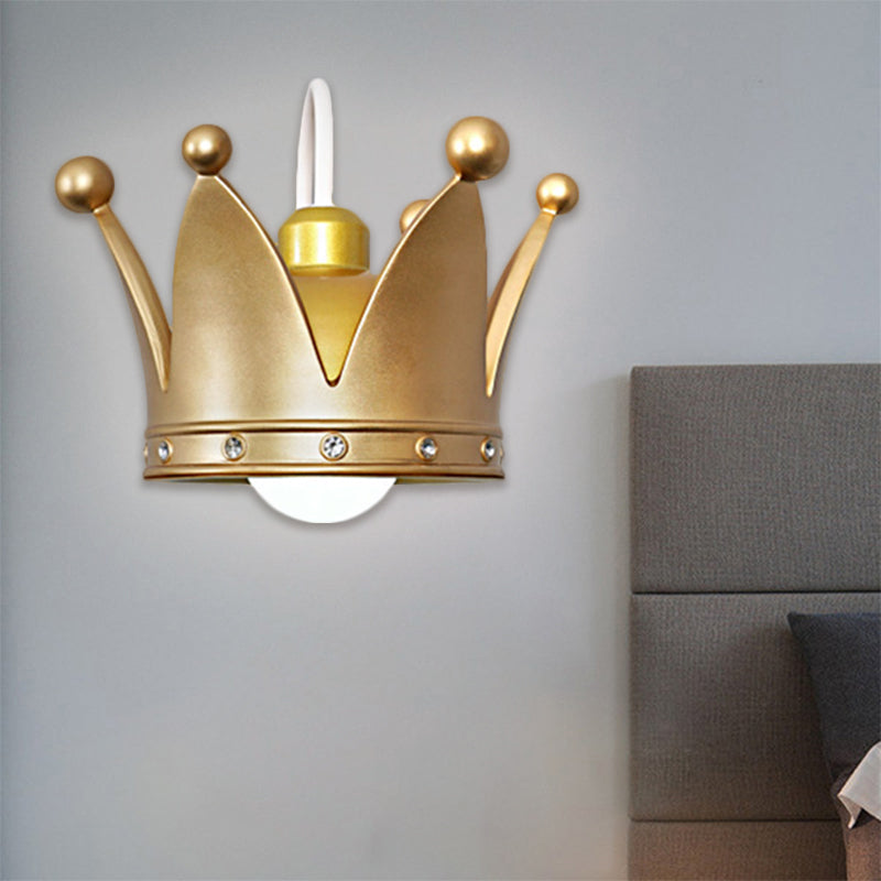 Vivolux | Crown Kinder Schlafzimmer Wand sconce Metall 1-Birne Kinder Stil Wand montierte Licht in Gold/Pink