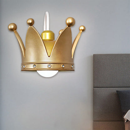 Vivolux | Crown Kinder Schlafzimmer Wand sconce Metall 1-Birne Kinder Stil Wand montierte Licht in Gold/Pink